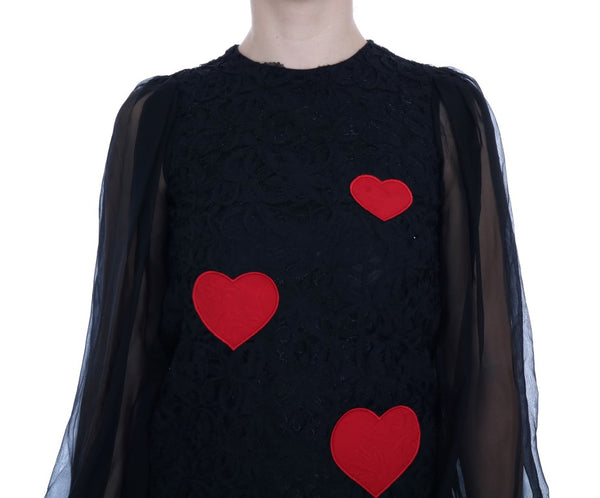 Dolce &amp; Gabbana musta pitsipunainen Heart Shift -mekko