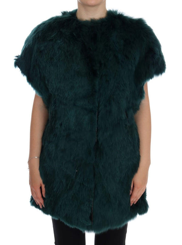 Dolce & Gabbana Exquisite Green Alpaca Fur Long Vest