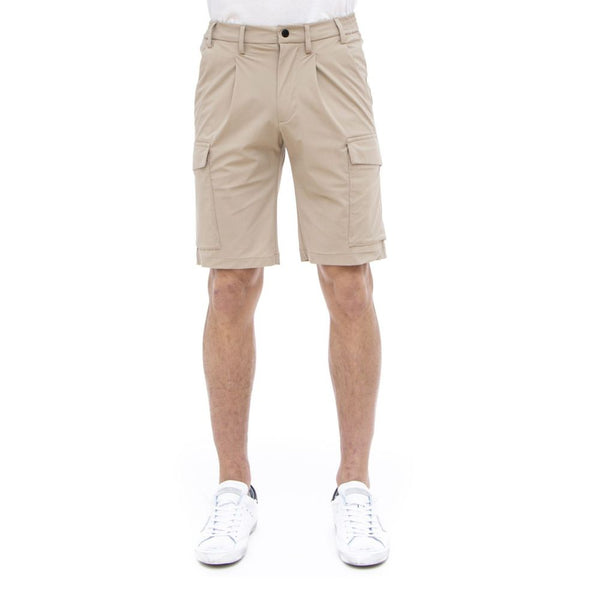 People Of Shibuya Beige Stretch Bermuda Cargo Shorts