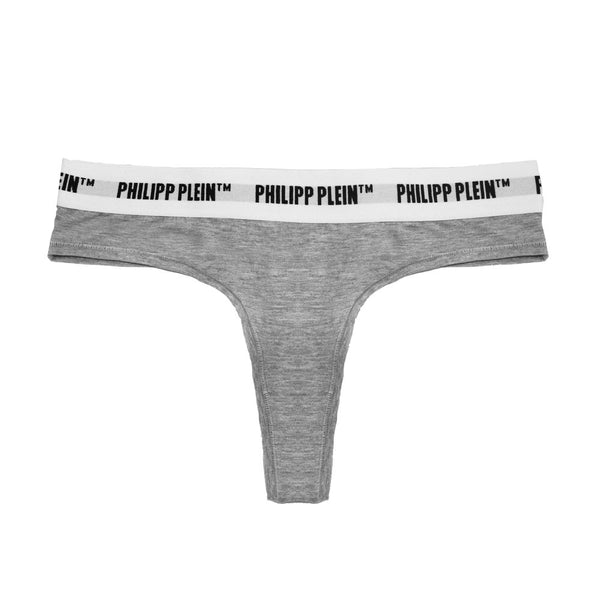 Philipp Plein Gray Cotton Women Thong