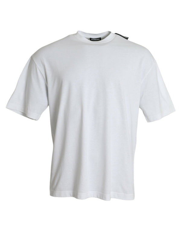 Balenciaga Off White Cotton Jersey Round Neck T-shirt