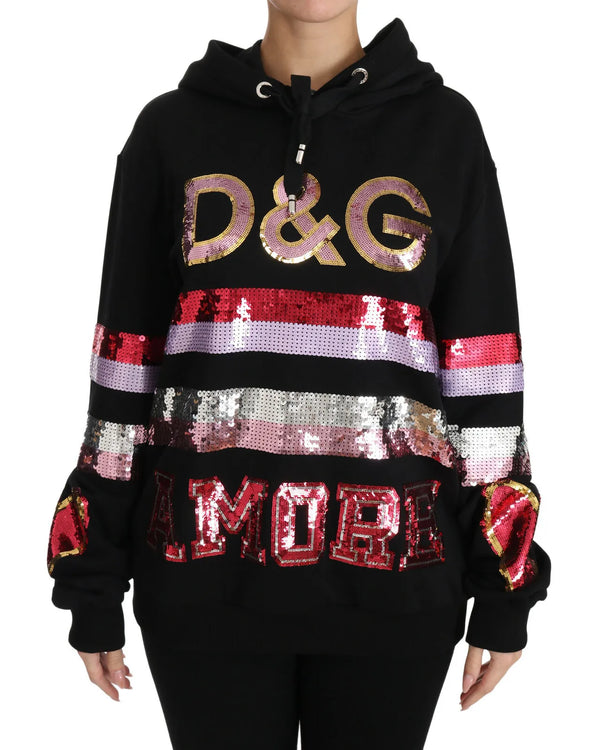 Dolce & Gabbana DG Sequined Hooded Pullover Sweater