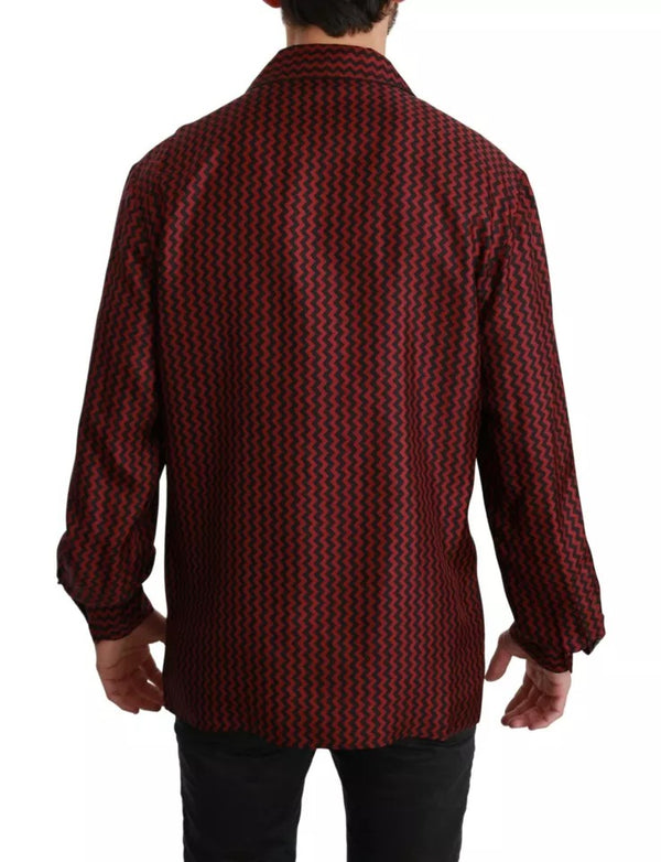 Dolce & Gabbana Black Red Zigzag Pattern Casual Shirt