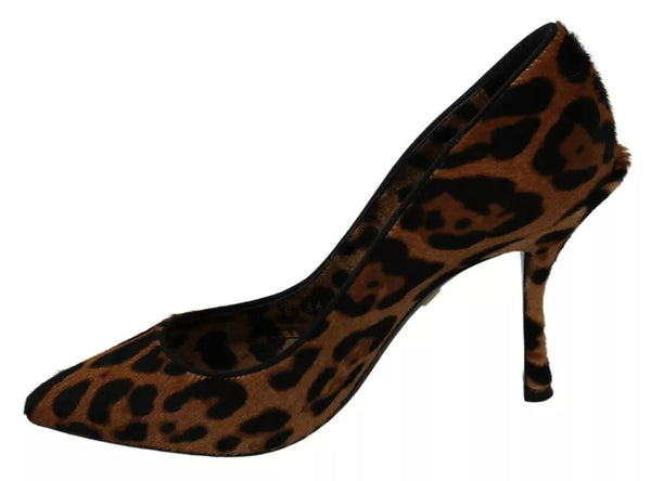 Dolce & Gabbana Brown Leopard Pony Hair Heels Pumps Shoes