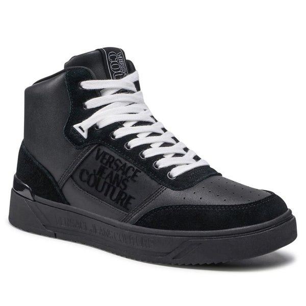 Versace Jeans Black Leather Di Calfskin Sneaker