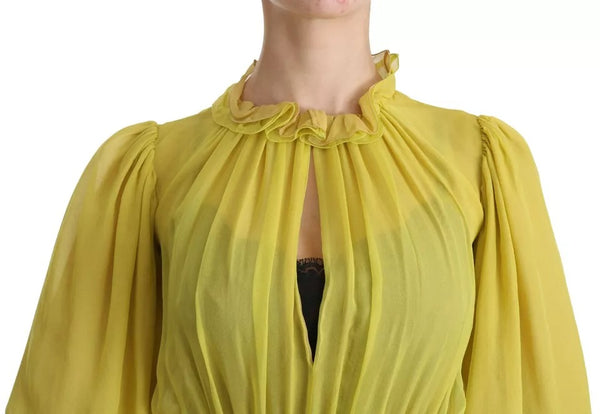 Dolce & Gabbana Yellow Shift A-line Silk Gown Dress