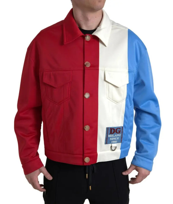 Dolce & Gabbana Multicolor Polyester Collar Short Jacket