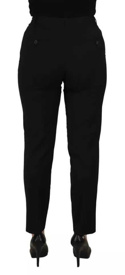 Dolce & Gabbana Black High Waist Tapered Trouser Pants