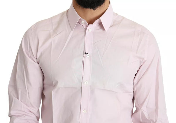 Dolce & Gabbana Light Pink Cotton Men Formal GOLD Dress Shirt