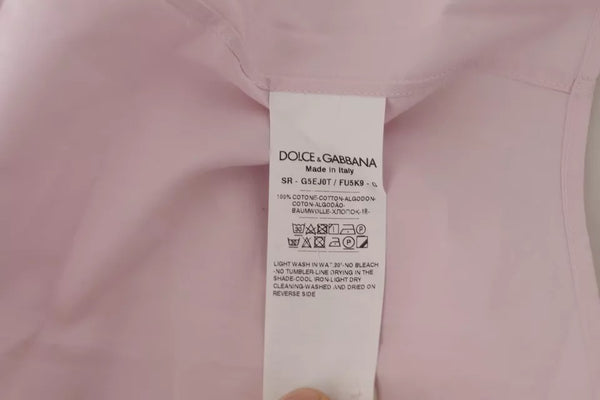 Dolce & Gabbana Light Pink Cotton Dress Formal Men GOLD Shirt