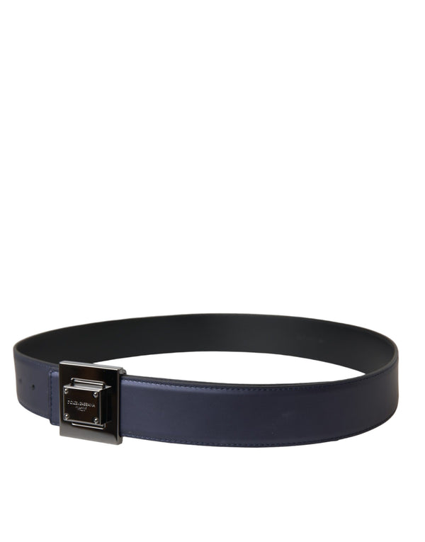 Dolce & Gabbana Blue Leather Square Metal Buckle Belt