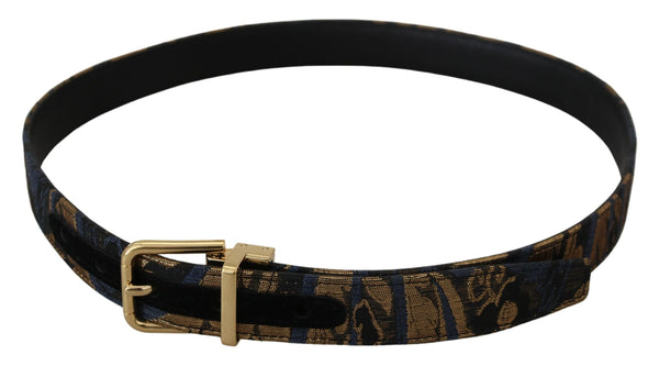 Dolce & Gabbana Multicolor Jacquard Leather Logo Buckle Belt