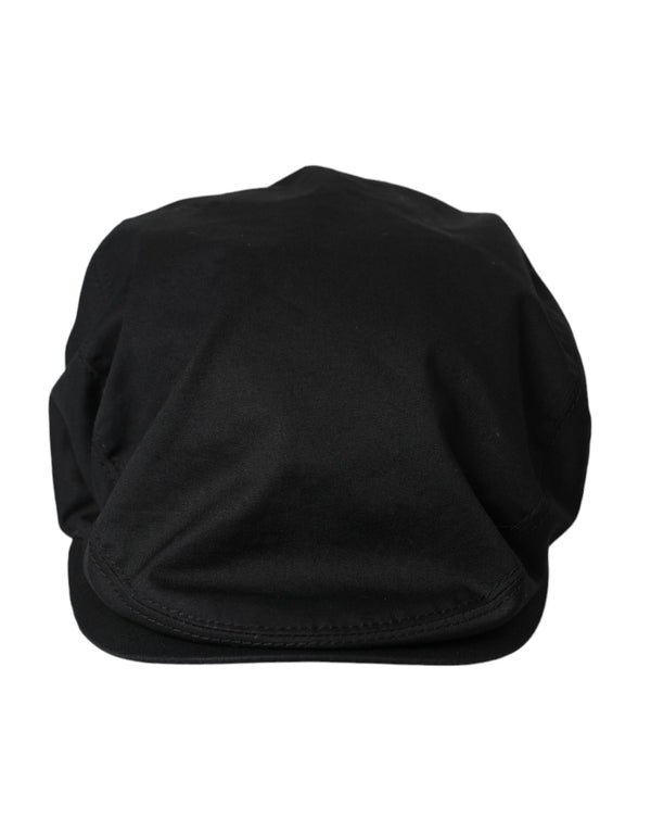 Dolce & Gabbana Black Cotton Blend Logo Newsboy Hat Men