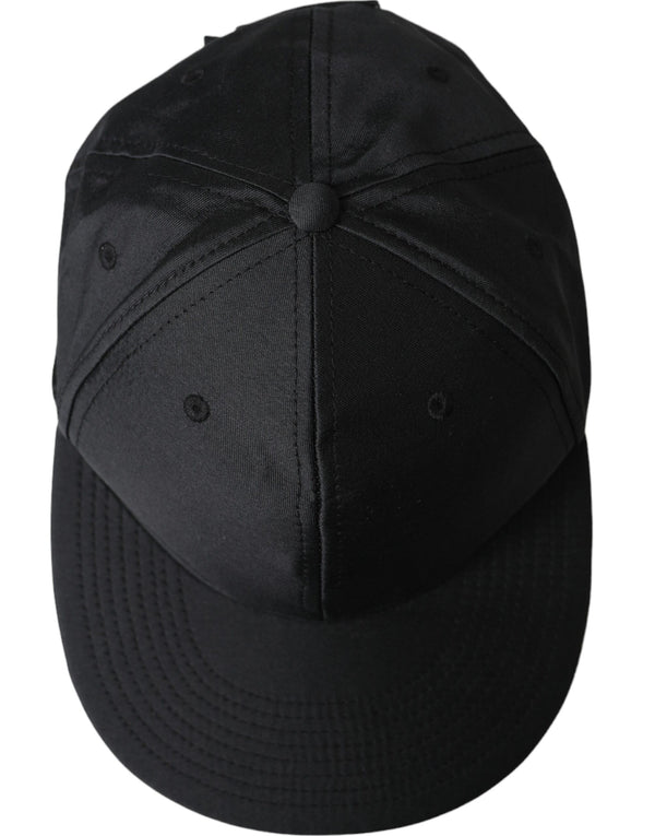 Dolce & Gabbana Black Silk Cotton Logo Baseball Hat Men