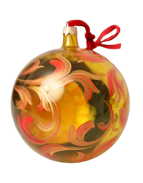 Dolce & Gabbana Gold Tone Carretto Print Round Ornament Christmas Ball