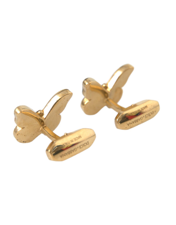 Dolce & Gabbana Gold Tone Brass Butterfly Enamel Men Cufflink