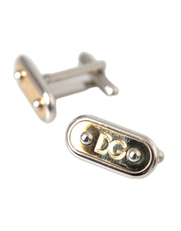 Dolce & Gabbana Silver Gold Plated Metal Brass Pin Cufflinks