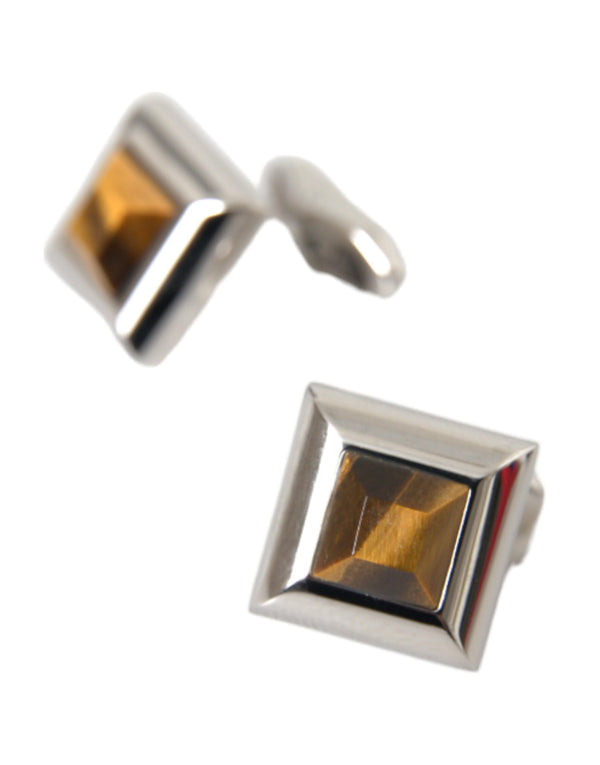 Dolce & Gabbana Silver Plated Brass Pin Crystal Cufflinks