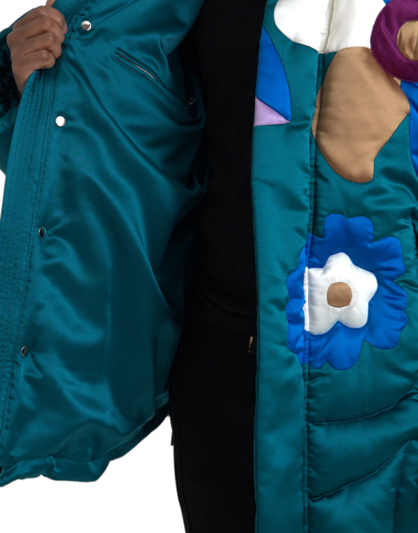 Dolce & Gabbana Multicolor Floral Windbreaker Puffer Jacket