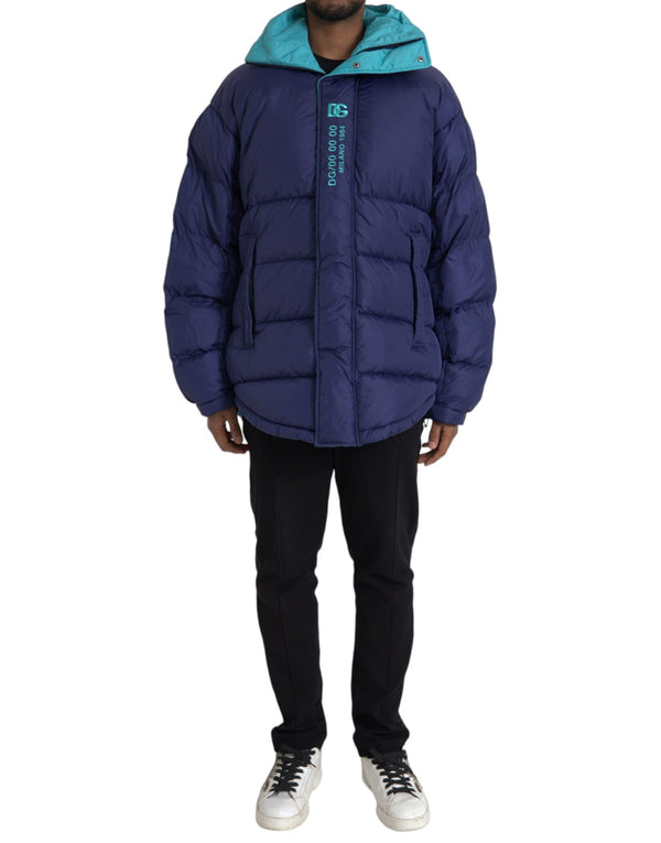 Dolce & Gabbana Navy Blue Quilted Windbreaker Puffer Jacket