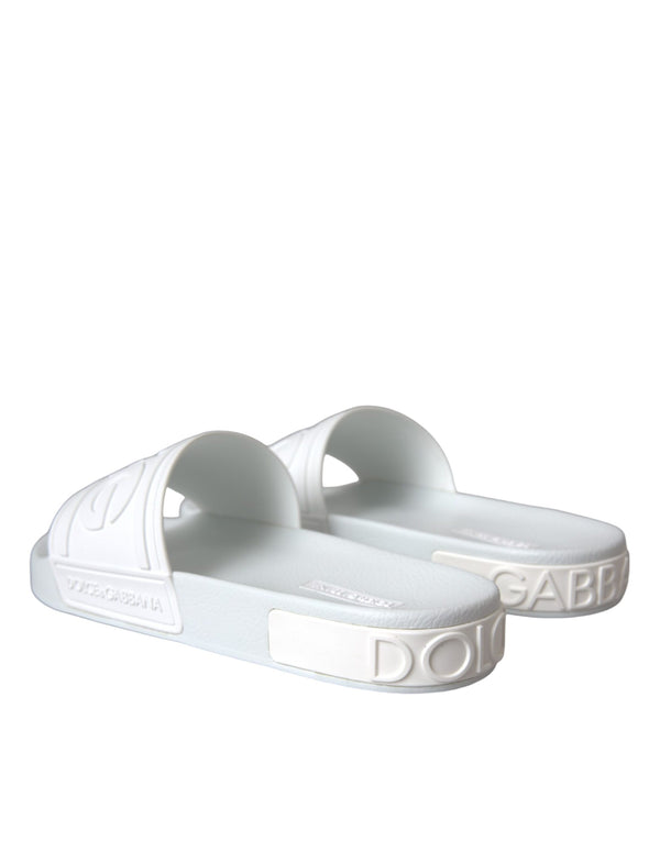 Dolce & Gabbana White Rubber Slides Sandals Beachwear Shoes