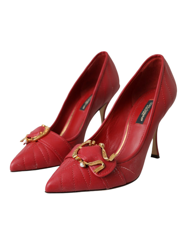 Dolce & Gabbana Red Devotion Leather Heels Pumps Shoes