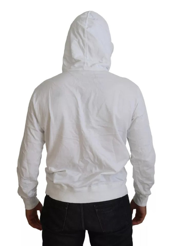 Dolce & Gabbana White Cotton Hooded Sweatshirt Logo Sweater