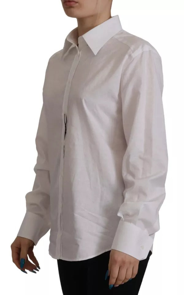 Dolce & Gabbana White Cotton Collared Formal Dress Shirt Top