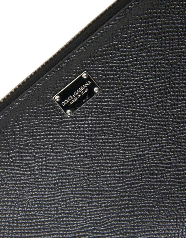 Dolce & Gabbana Black Calf Leather Zip Around Continental Women Wallet