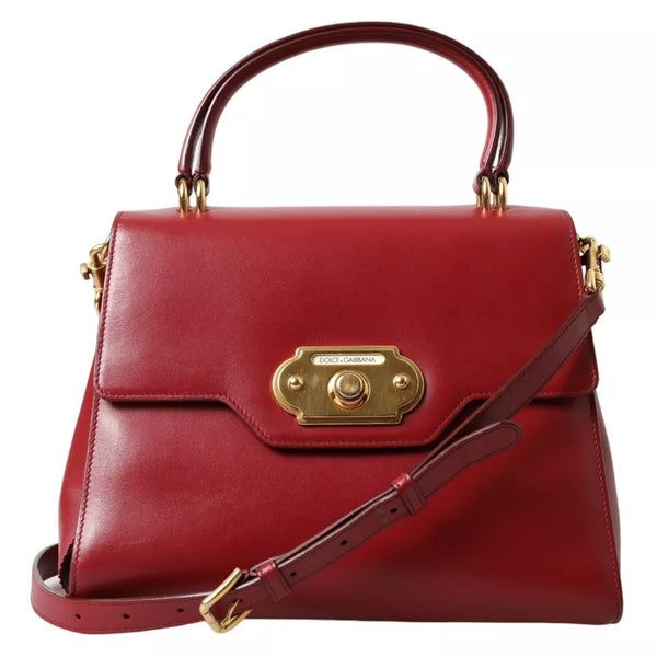 Dolce & Gabbana Red Leather Top Handle Crossbody WELCOME Shoulder Bag