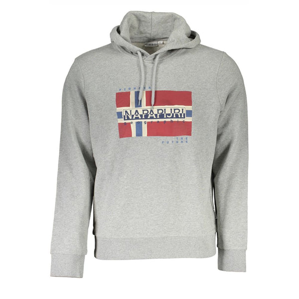 Napapijri Elevated Gray Cotton Hoodie with Logo Print