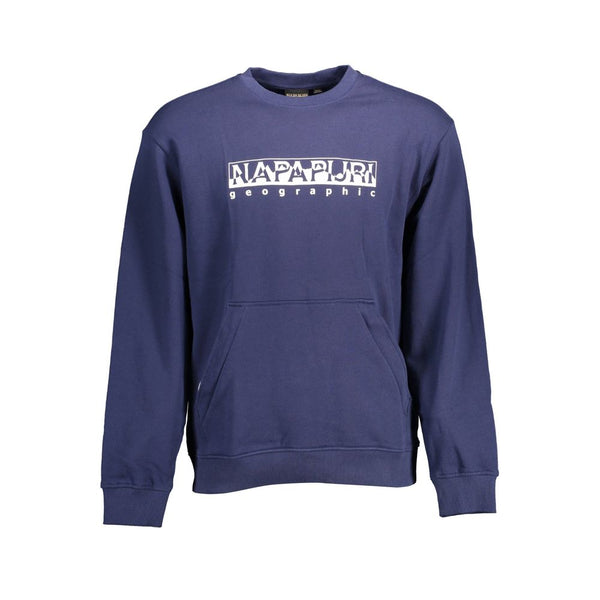 Napapijri Chic Blue Cotton Sweatshirt with Zip Pocket