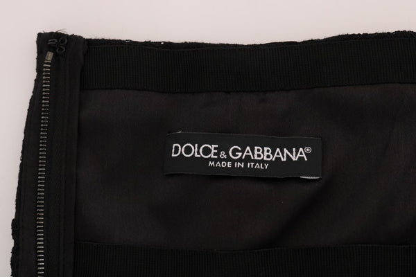 Dolce &amp; Gabbana musta kukkaleikkauspitsi A-linjainen hame