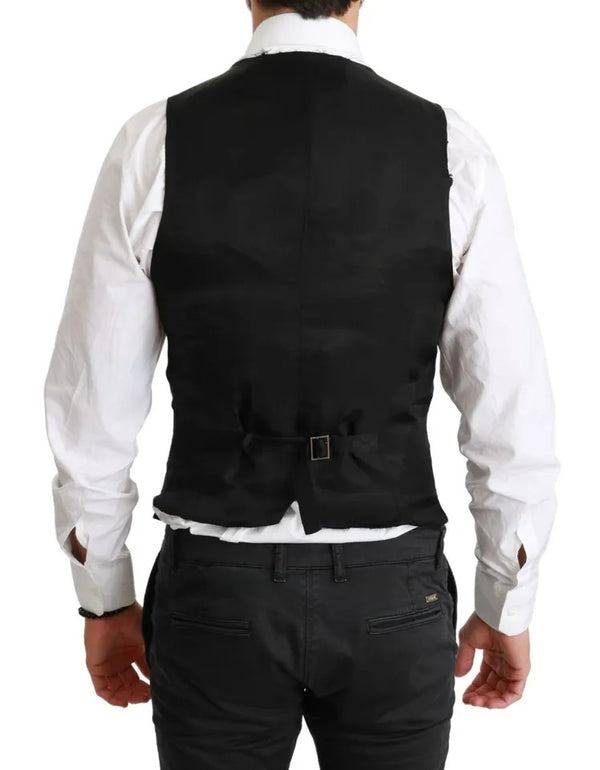 Dolce & Gabbana Black Solid STAFF Slim Fit Waistcoat Vest