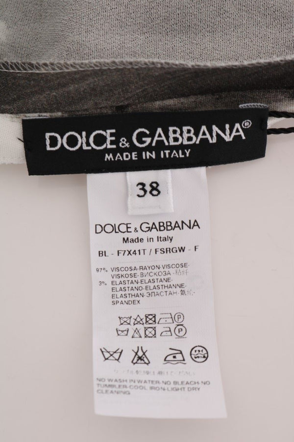 Dolce &amp; Gabbana valkoinen musta raidallinen painettu pusero