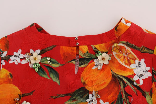 Dolce & Gabbana Embellished Crepe Blouse with Blossom Print