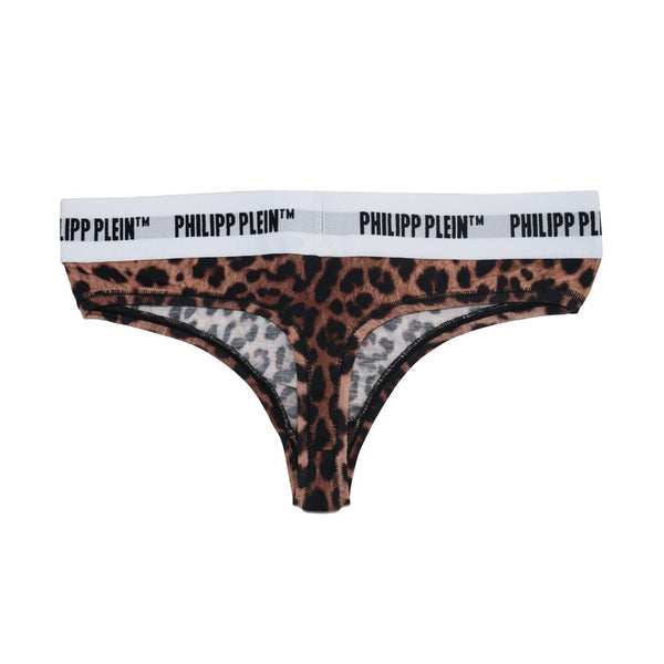 Philipp Plein Brown Cotton Women Thong