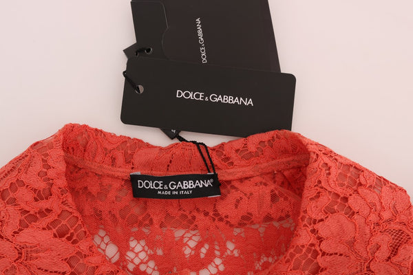 Dolce &amp; Gabbana oranssit kristallinapit, kukkainen pitsipusero