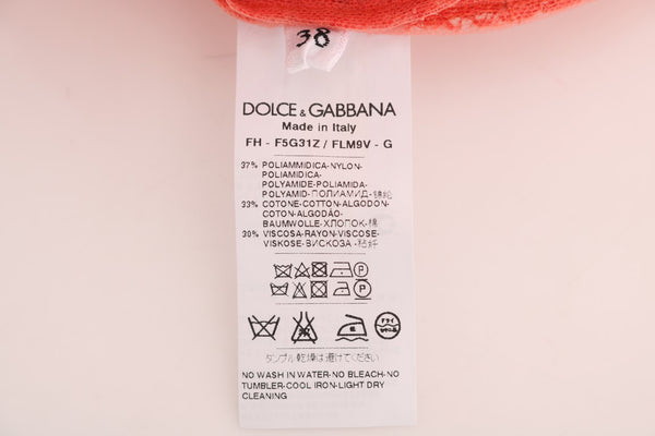 Dolce &amp; Gabbana oranssit kristallinapit, kukkainen pitsipusero