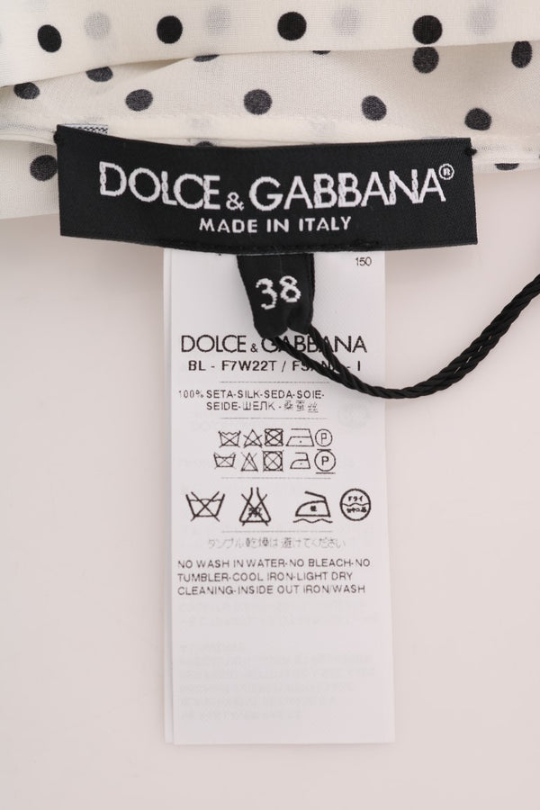 Dolce &amp; Gabbana valkoinen pilkullinen silkki T-paita