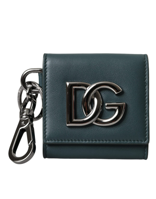 Dolce & Gabbana Green Calfskin Leather DG Logo Keyring Coin Purse Wallet