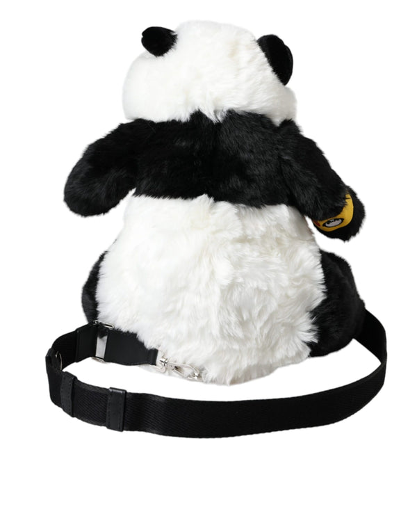 Dolce & Gabbana Black White Eco-Fur Animal Panda Shoulder Bag