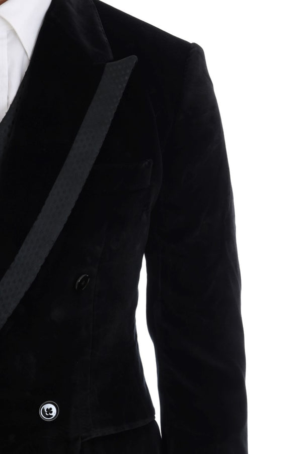 Dolce &amp; Gabbana Black Velvet Slim kaksirivinen puku