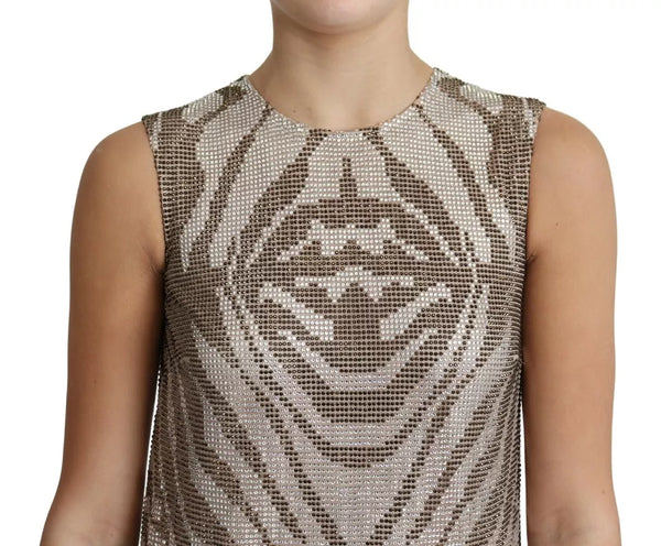 Dolce & Gabbana Brown Crystal Shift Mini Zebra Silver Dress