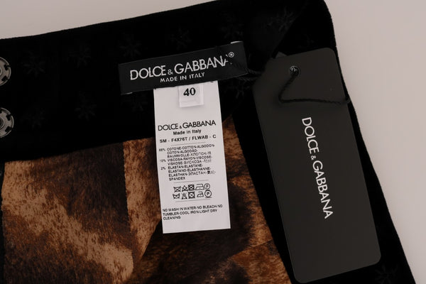 Dolce &amp; Gabbana tummanvihreä barokkityylinen samettikynähame