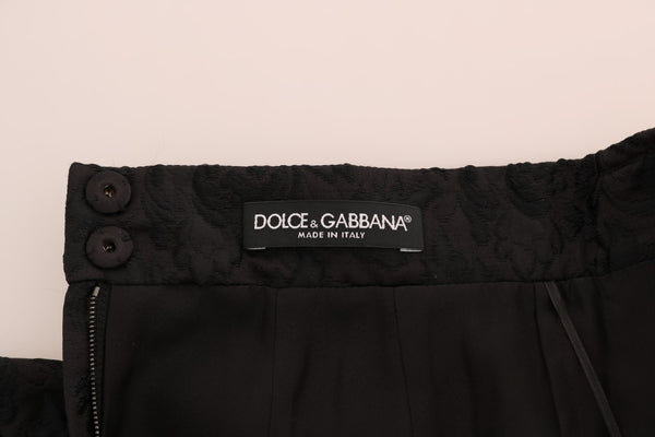 Dolce &amp; Gabbana musta kukkainen jacquard-silkkihame