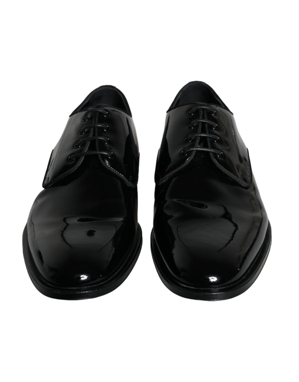 Dolce & Gabbana Black Calfskin Leather Derby Men Dress Shoes