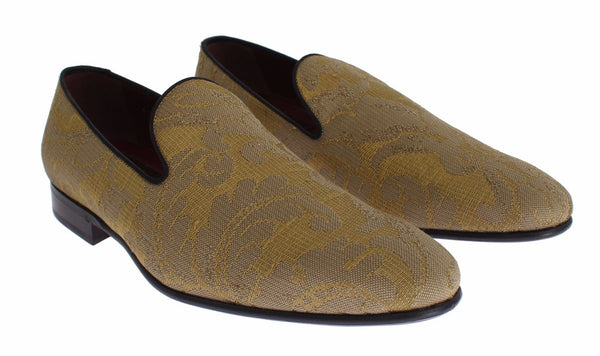 Dolce &amp; Gabbana keltakultaiset silkkibarokkit Loafers -kengät