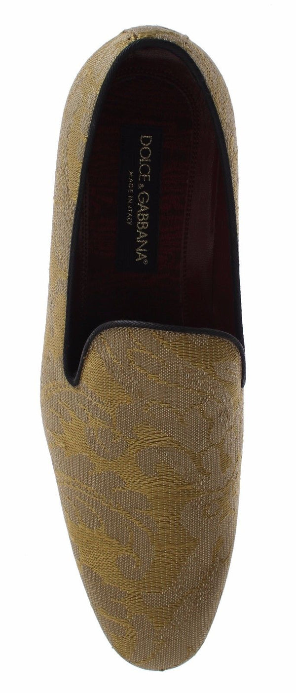 Dolce &amp; Gabbana keltakultaiset silkkibarokkit Loafers -kengät