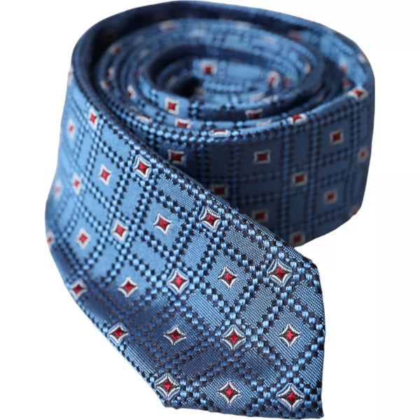 Dolce & Gabbana Blue Patterned 100% Silk Adjustable Men Tie